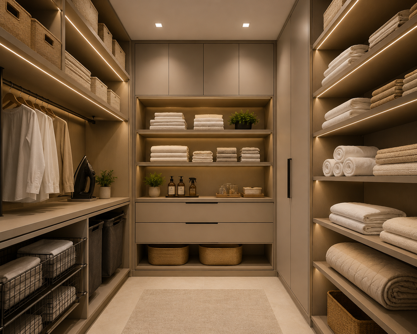 Organização dedicada para roupas de cama, mesa e banho.